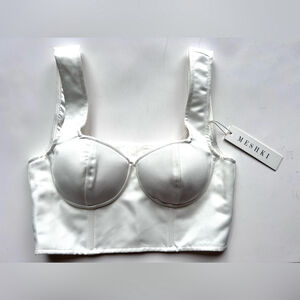 New Meshki White Satin Bralette Paola Bustier Crop Top xs